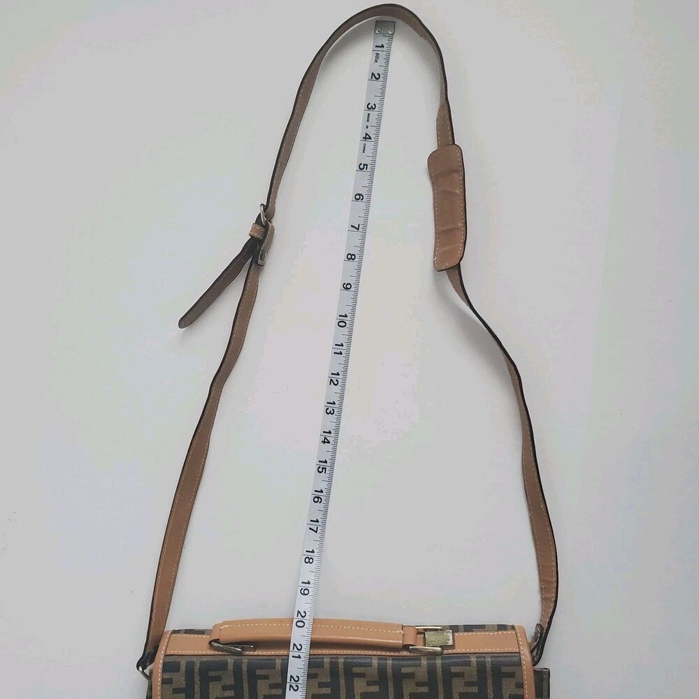Vintage Fendi Zucca Crossbody Bag Brown FF Monogram Canvas Messenger Italy - Picture 15 of 15